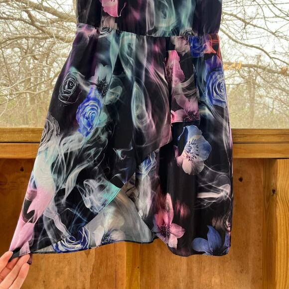 Amanda Uprichard Colorful Ethereal Rose Print Dress 100% Silk Size L - Picture 5 of 10